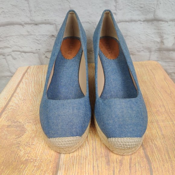 J. Crew Factory Blue Espadrille Wedges - Picture 3 of 8